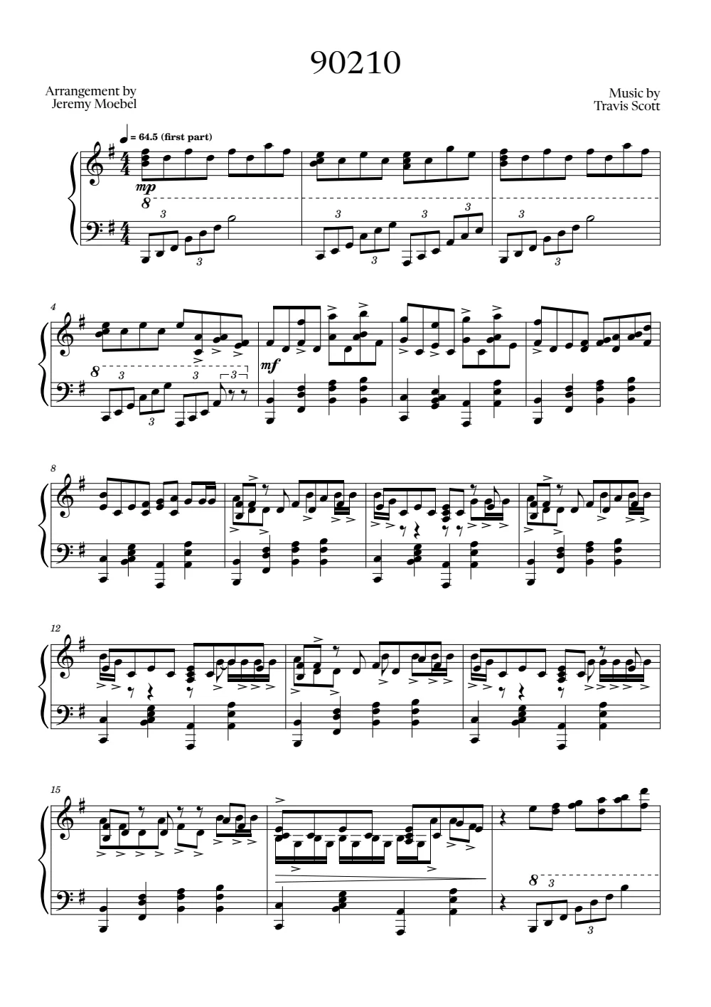 First page of the score for 90210
