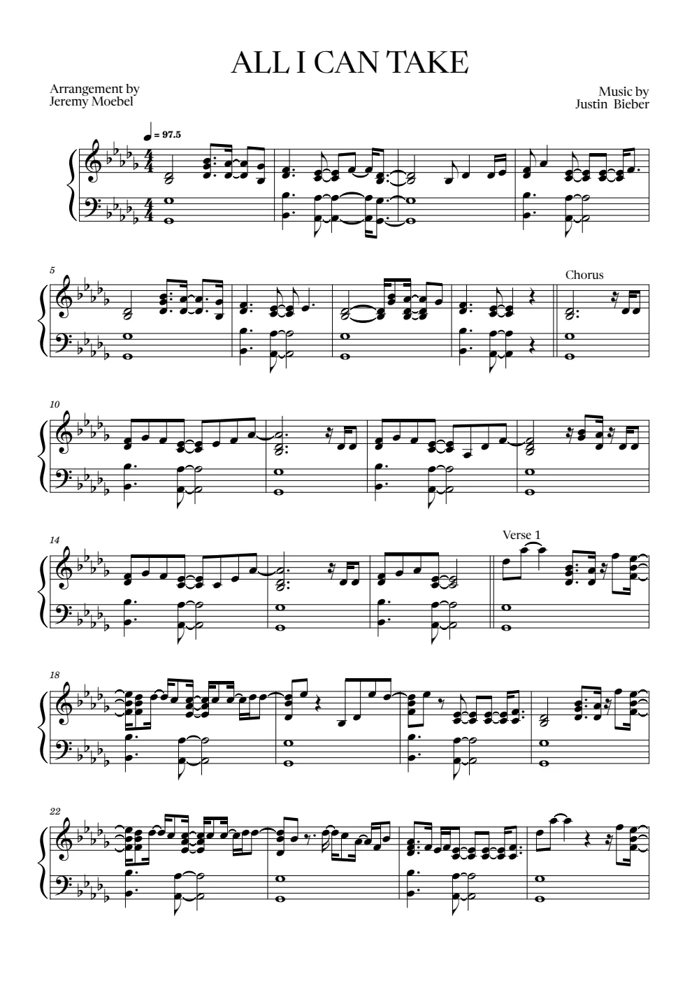 First page of the score for ALL I CAN TAKE