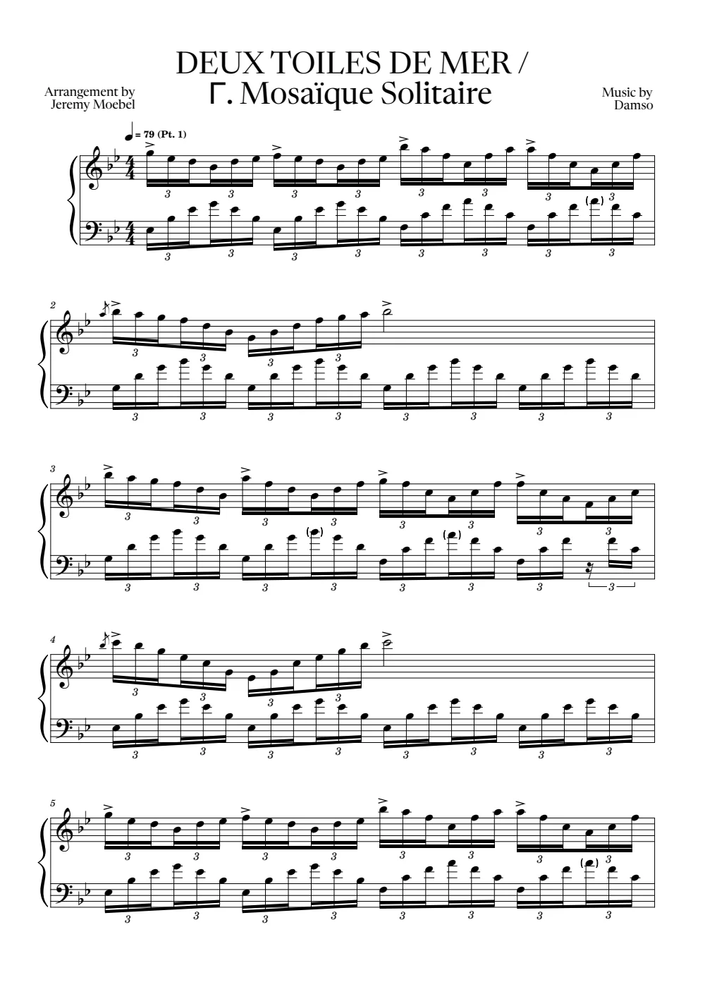 First page of the score for DEUX TOILES DE MER / Γ. Mosaïque Solitaire