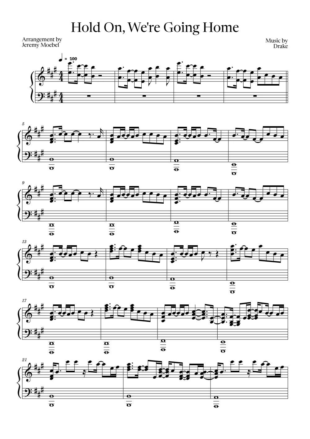 First page of the score for Hold On, We're Going Home