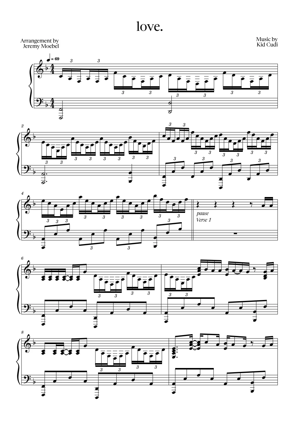 First page of the score for love.