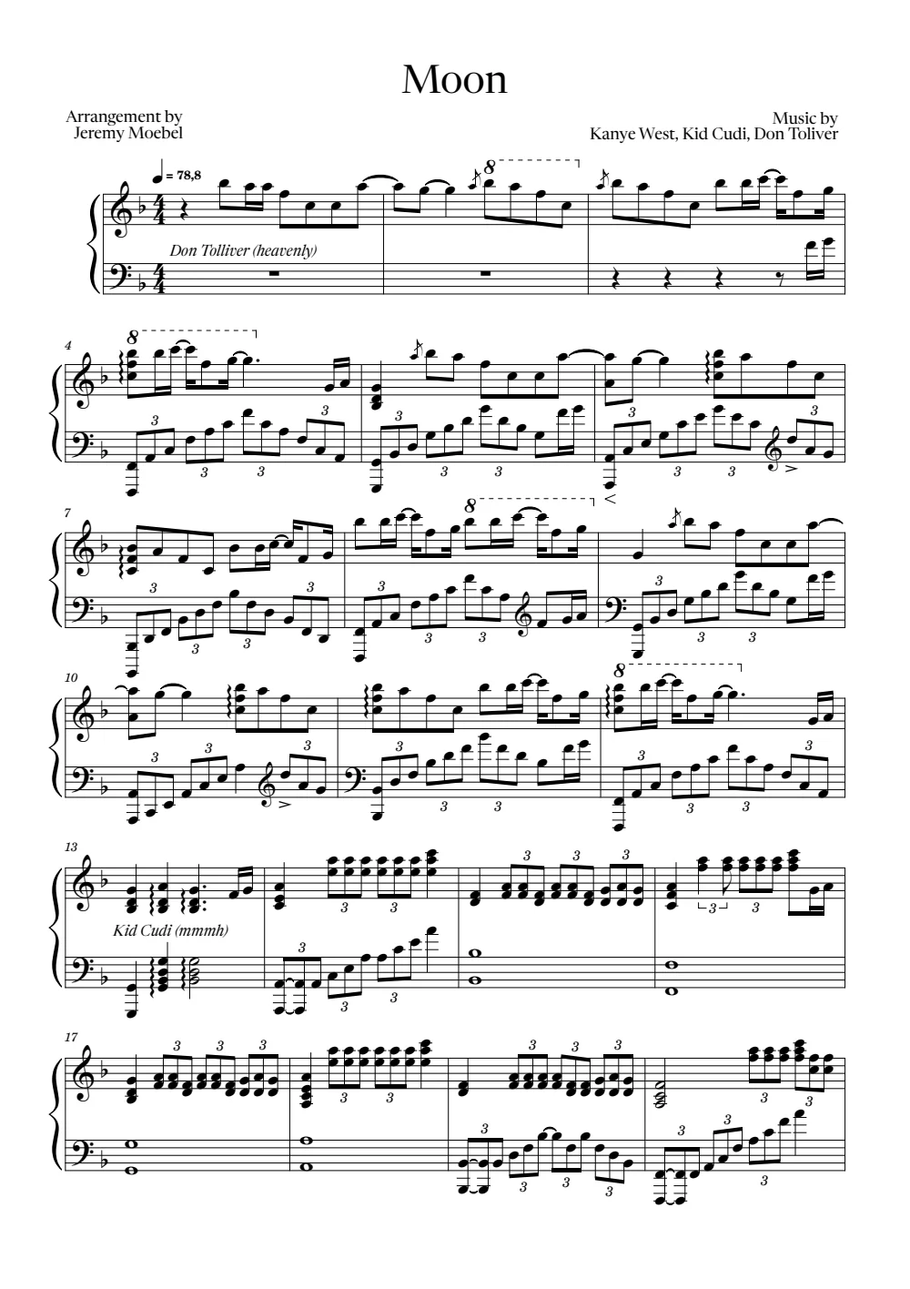 First page of the score for Moon
