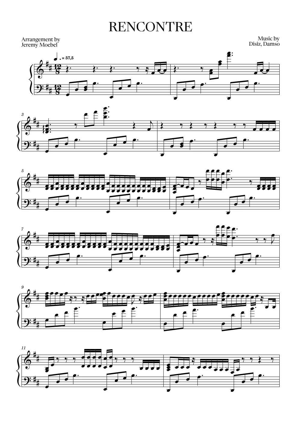 First page of the score for RENCONTRE
