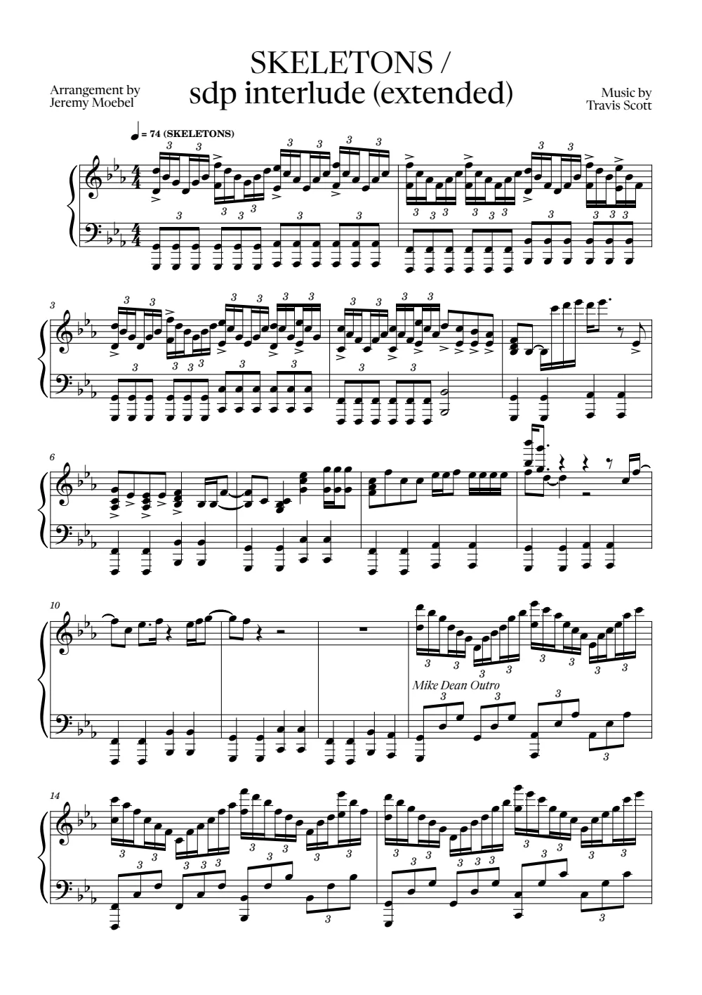 First page of the score for SKELETONS / sdp interlude (extended)