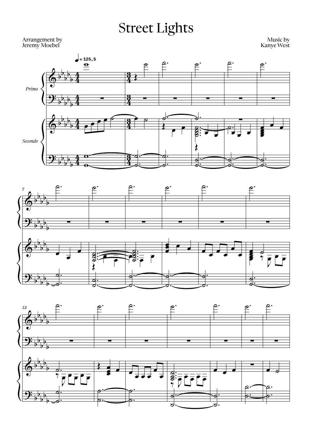 First page of the score for Street Lights