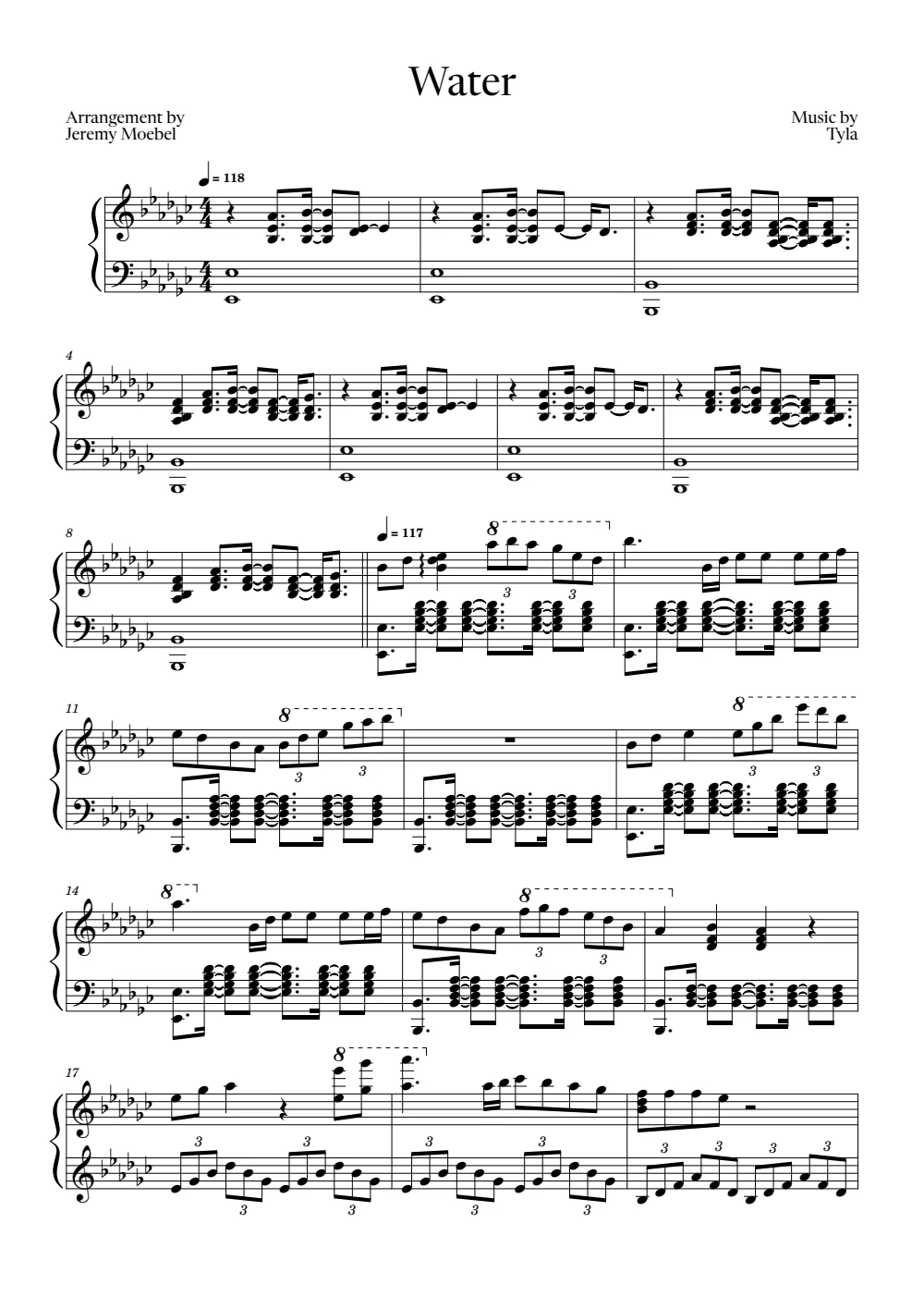 First page of the score for Water